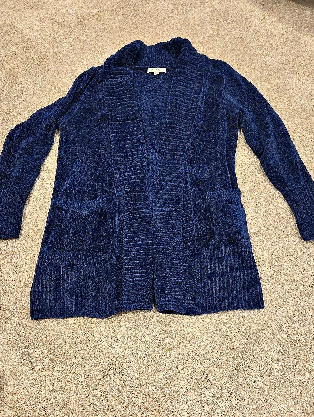 Orvis Ostro Open Front Cardigan in Blue Size Medium NWT